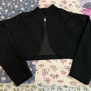 Vintage Ann Tjian Kenar Bolero Beaded Embellished Cropped Jacket Formal Size 10